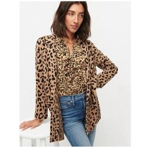 J.Crew Open Front Sophie Sweater Blazer Leopard Print Medium